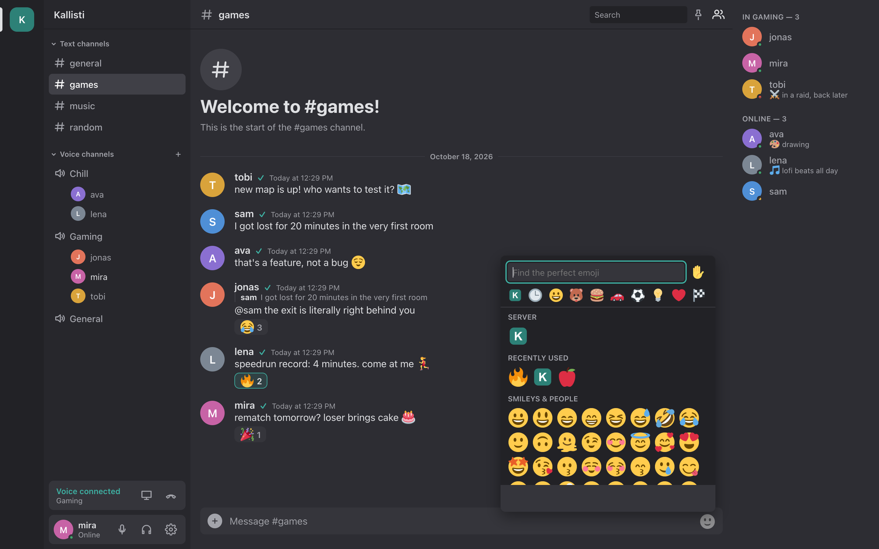 The emoji picker with the server's own emoji